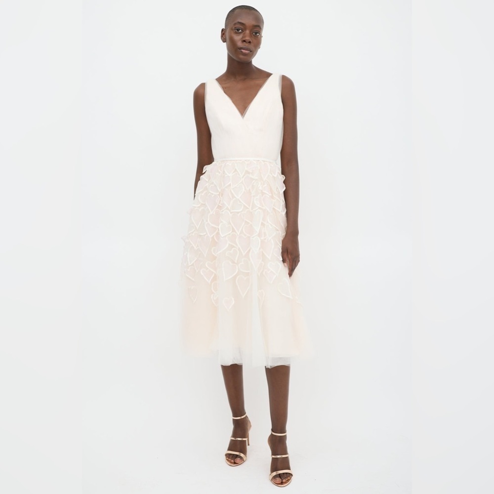 Carolina Herrera Light Pink Tulle Heart Applique A-Line Dress Size 2